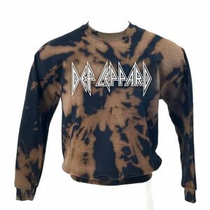 DEF LEPPARD Rock Band Acid Washed Pullover Crewneck Sweatshirt Hip Hop Rap Tee